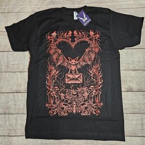Vampire Freaks Gothic Bat Romance Black And Blood Red Graphic Tee Shirt